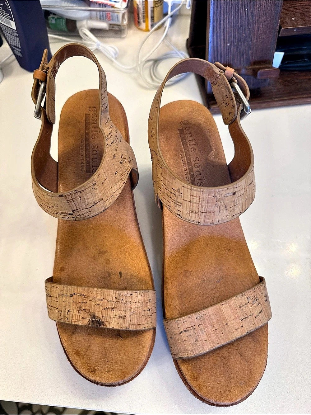 Gentle Souls by Kenneth Cole Cork Wedge Sandals natural US 11 M